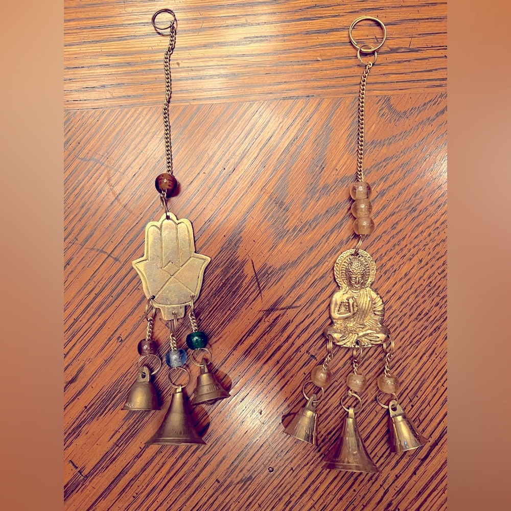 Hamsa and Buddha Brass Windchimes